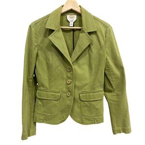Talbots Green Women's Jacket Size 8 Long Sleeves 3 Button Blazer